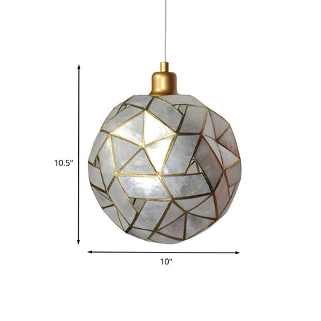 Contemporary Silver Shell Pendant Lamp For Dining Room - Sldined Globe Suspension Light