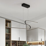 Modern Curved Dining Room Pendant Light - Acrylic Led Chandelier In Black Warm White Or Natural