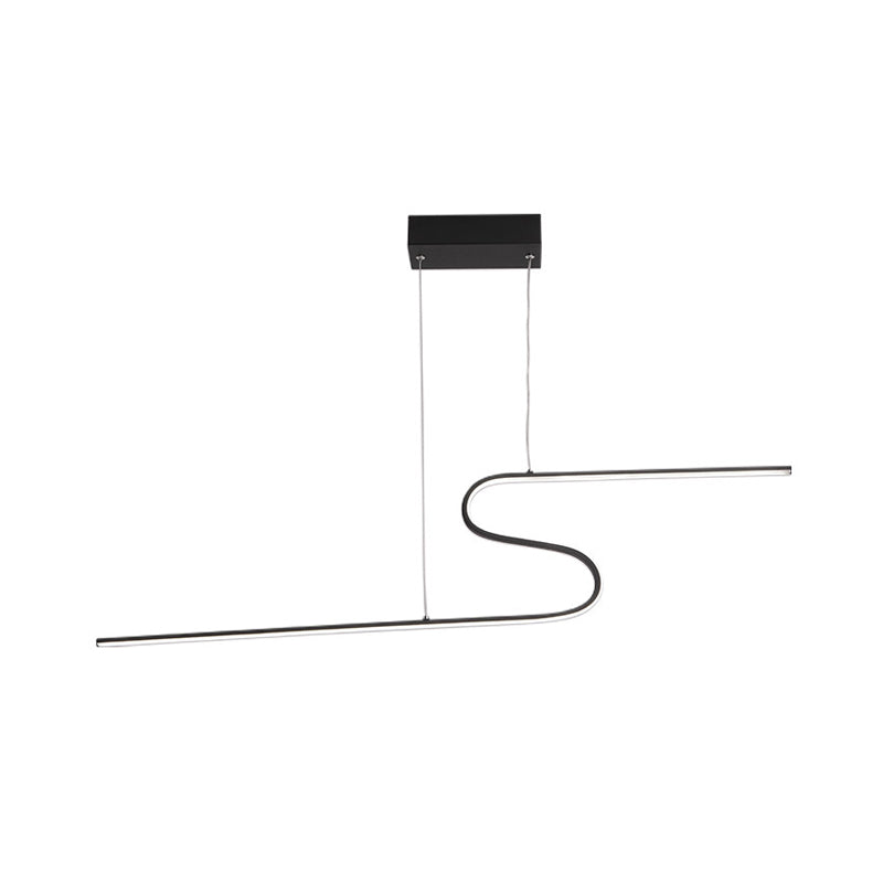 Modern Curved Dining Room Pendant Light - Acrylic Led Chandelier In Black Warm White Or Natural
