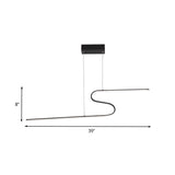 Modern Curved Dining Room Pendant Light - Acrylic Led Chandelier In Black With Adjustable Lighting