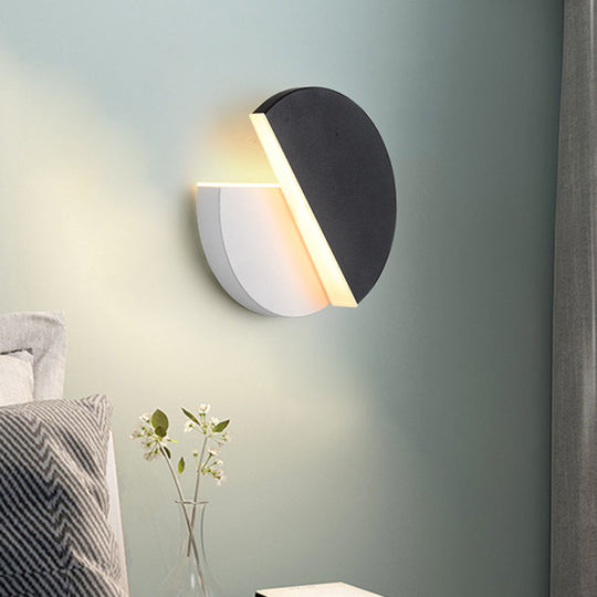Modern Double Semicircle Led Wall Lamp Sconce Black And White