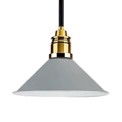 Contemporary Metal Hanging Pendant Light - Yellow/Blue/Green Tapered Shade Adjustable Cord 1 Bulb