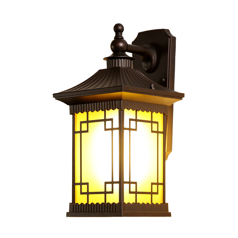 Farmhouse Black Metallic Wall Sconce With Squared Pavilion Design And 1 Bulb