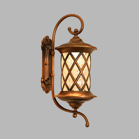 Copper Farmhouse Wall Sconce With Pineapple Design And Water Glass Shade