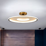 Sleek Acrylic Led Close To Ceiling Light In White/Gold Or Black/Gold 18/21.5 Dia Black-Gold / 18