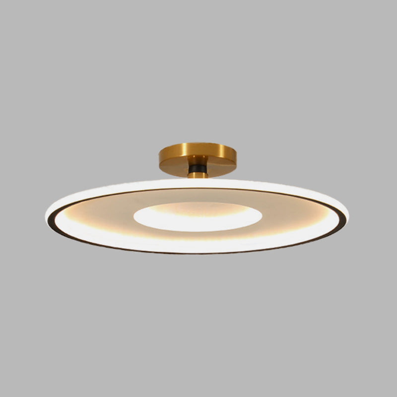 Sleek Acrylic Led Close To Ceiling Light In White/Gold Or Black/Gold 18’/21.5’ Dia