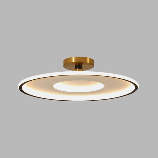 Sleek Acrylic Led Close To Ceiling Light In White/Gold Or Black/Gold 18’/21.5’ Dia