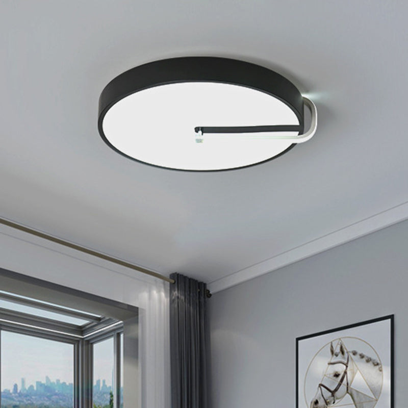 Modern Black Metal Led Drum Flush Mount Ceiling Lamp 16/19.5 Wide - Perfect For Bedroom Lighting /