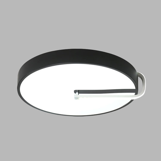 Modern Black Metal Led Drum Flush Mount Ceiling Lamp 16/19.5 Wide - Perfect For Bedroom Lighting