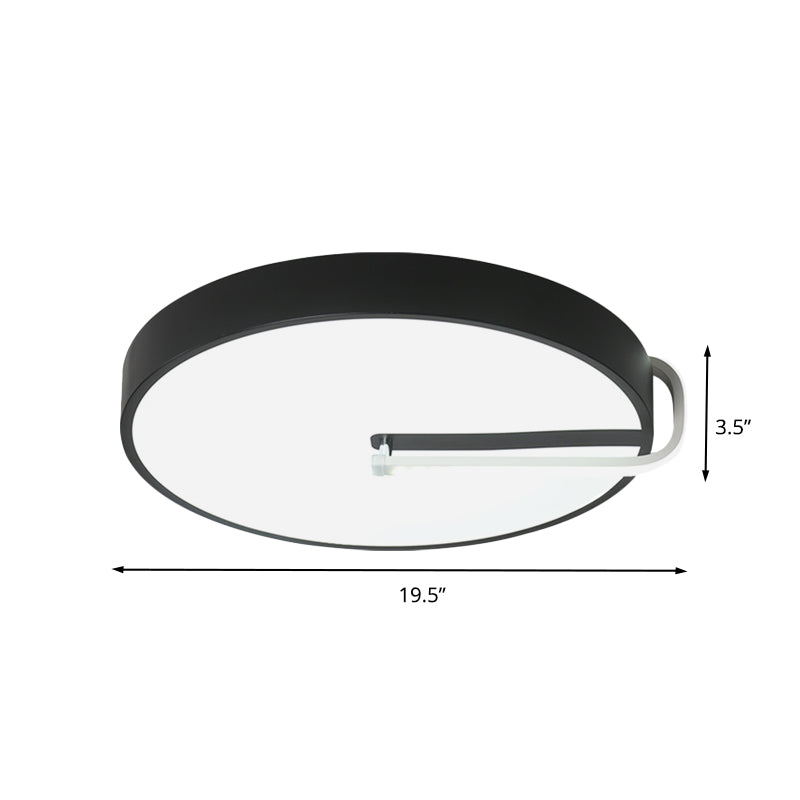 Modern Black Metal Led Drum Flush Mount Ceiling Lamp 16’/19.5’ Wide - Perfect For Bedroom Lighting