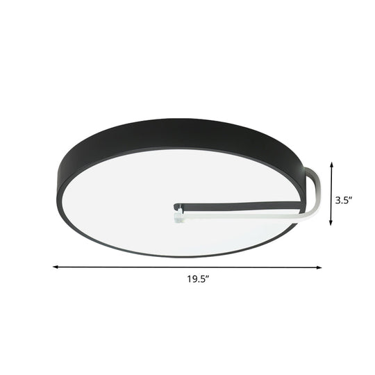 Modern Black Metal Led Drum Flush Mount Ceiling Lamp 16’/19.5’ Wide - Perfect For Bedroom Lighting