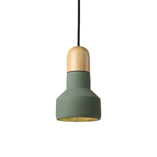 Industrial Style Cement Pendant Light - Barn Bulb Gray/Green/Red Hanging Cord