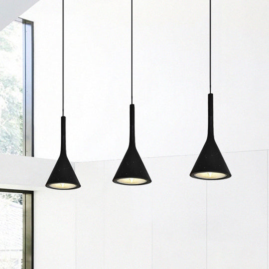 Industrial Hanging Pendant Lamp With Funnel Shade - Black/Grey Aluminum And Concrete Ceiling Light