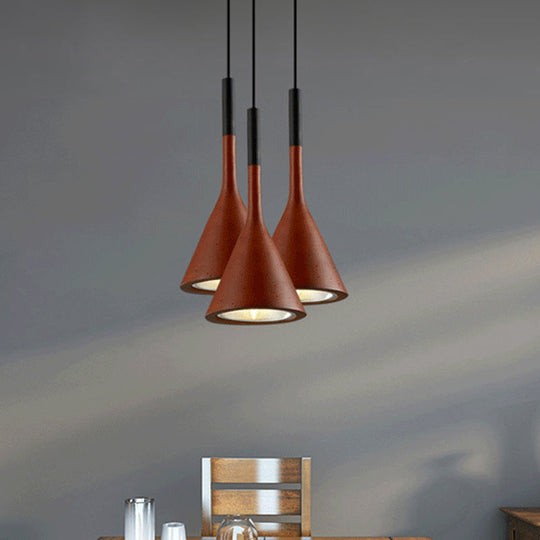 Industrial Hanging Pendant Lamp With Funnel Shade - Black/Grey Aluminum And Concrete Ceiling Light