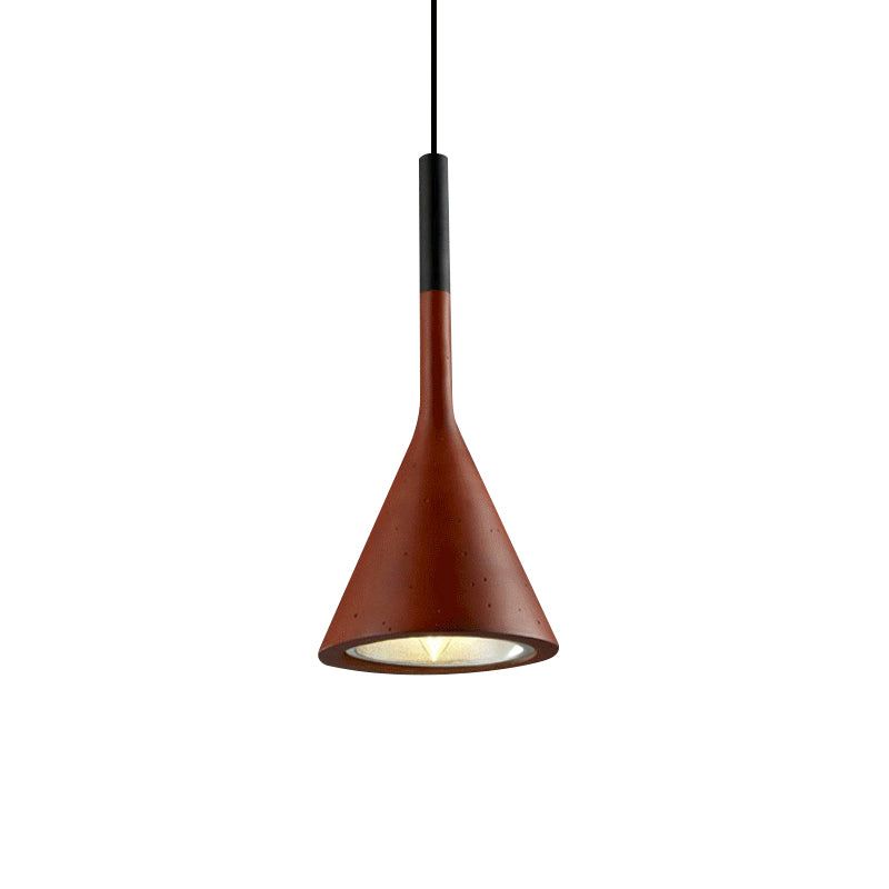 Industrial Hanging Pendant Lamp With Funnel Shade - Black/Grey Aluminum And Concrete Ceiling Light