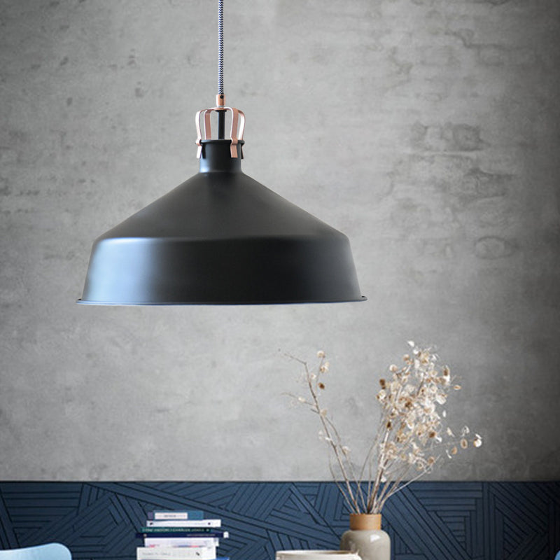 8.5’/13’ Minimalistic Dome Pendant Ceiling Light In Black/White - Metallic Finish For Living Room