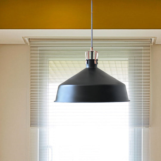 8.5’/13’ Minimalistic Dome Pendant Ceiling Light In Black/White - Metallic Finish For Living Room