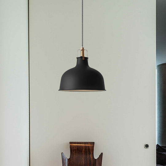 8.5’/13’ Minimalistic Dome Pendant Ceiling Light In Black/White - Metallic Finish For Living Room