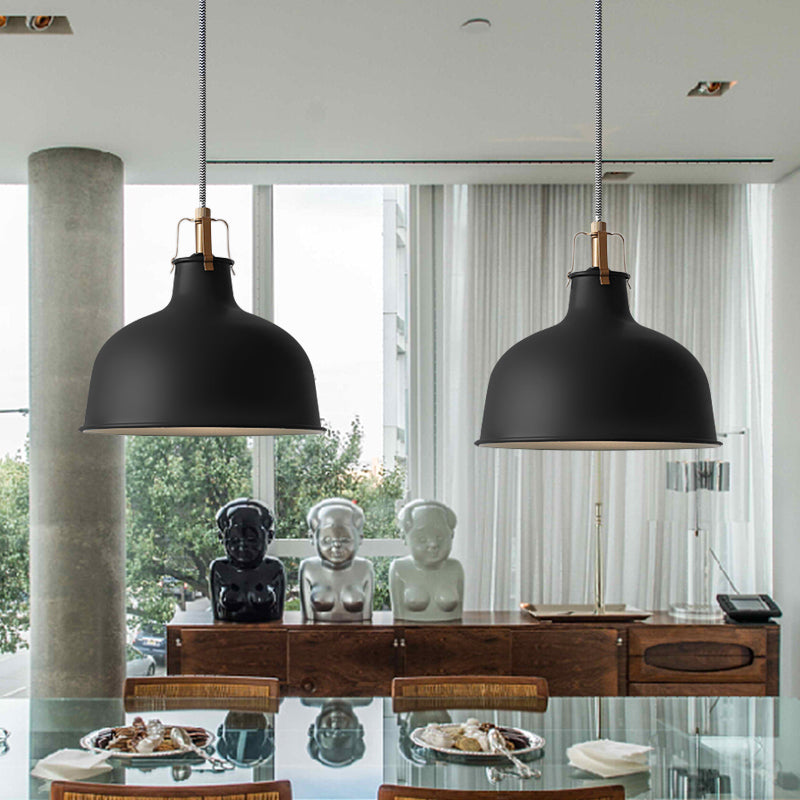 8.5’/13’ Minimalistic Dome Pendant Ceiling Light In Black/White - Metallic Finish For Living Room