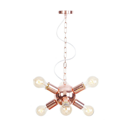 Retro Style Rose Gold Starburst Chandelier With 6/9 Lights - Perfect For Restaurants