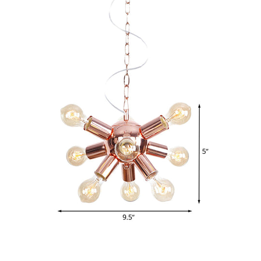 Retro Style Rose Gold Starburst Chandelier With 6/9 Lights - Perfect For Restaurants
