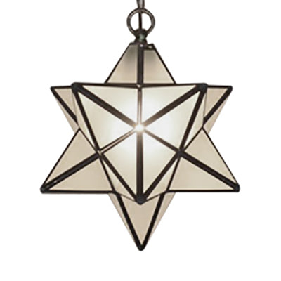 Tiffany Style Textured White/Clear Star Pendant Light - 8’/12’ Stainless Glass Dining Room