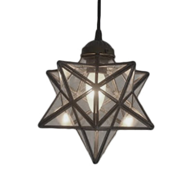 Tiffany Style Textured White/Clear Star Pendant Light - 8’/12’ Stainless Glass Dining Room