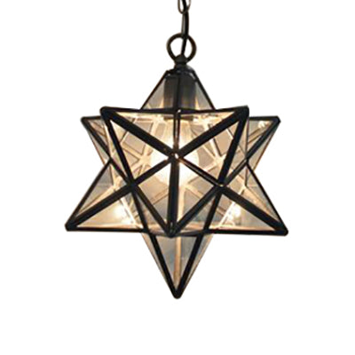 Tiffany Style Textured White/Clear Star Pendant Light - 8’/12’ Stainless Glass Dining Room