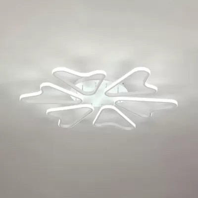 Contemporary White Led Flush Mount Ceiling Light With Acrylic Horn Design For Living Room