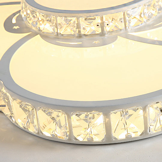 Bloom Flush Mount Led Ceiling Light Fixture With Inlaid Crystal - White Acrylic Warm/White