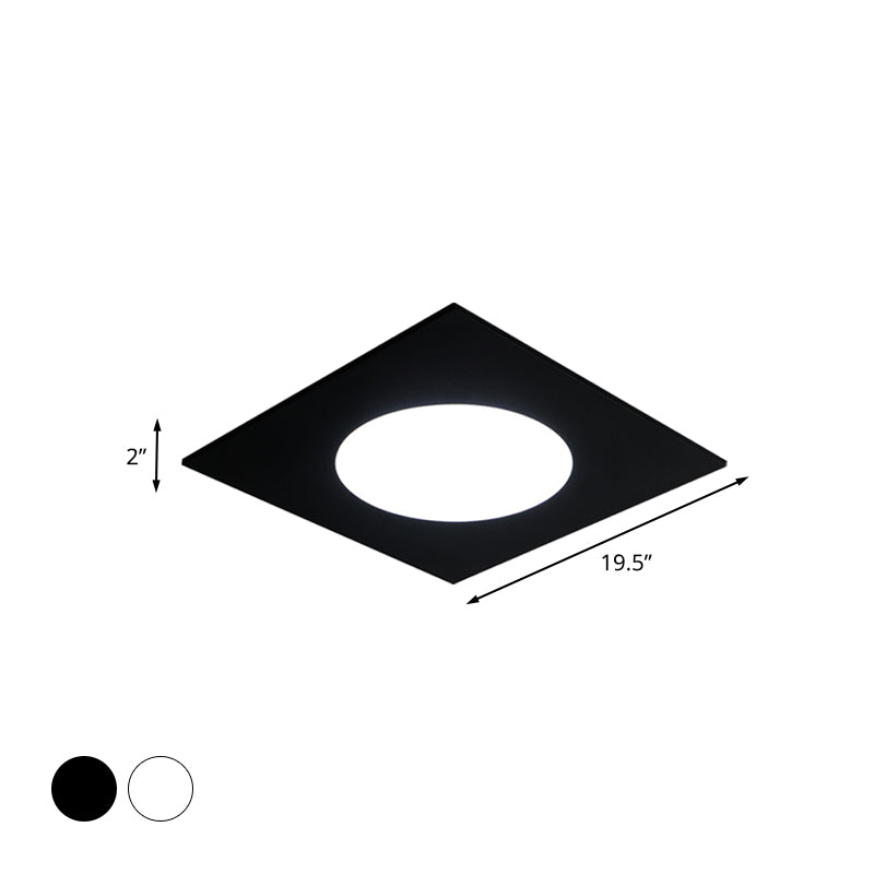 Minimalist Led Flush Mount Light In Metallic Squared Design With White/Warm