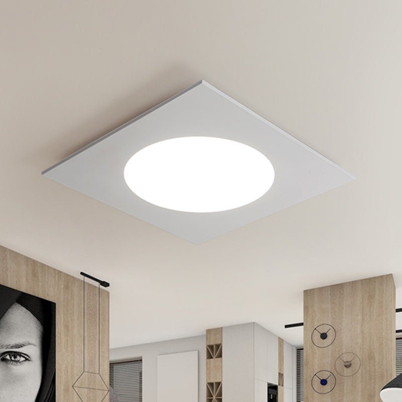 Minimalist Led Flush Mount Light In Metallic Squared Design With White/Warm