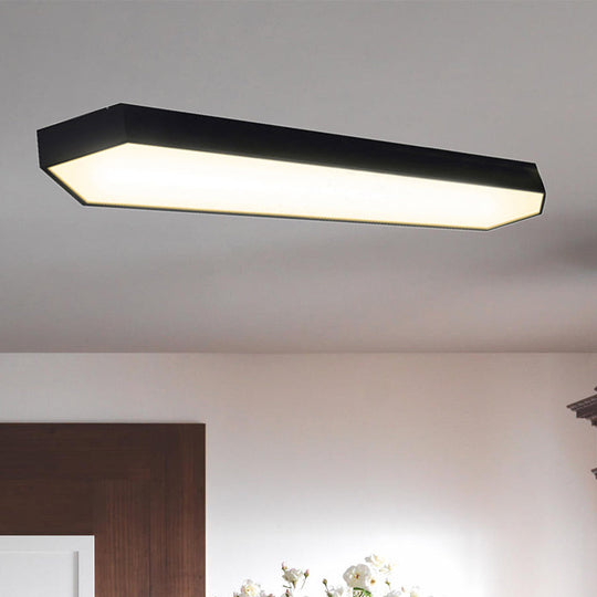 Contemporary Led Metal Strip Flush Mount Lighting - White/Black/Silver 4’/8’ Wide 3 Light