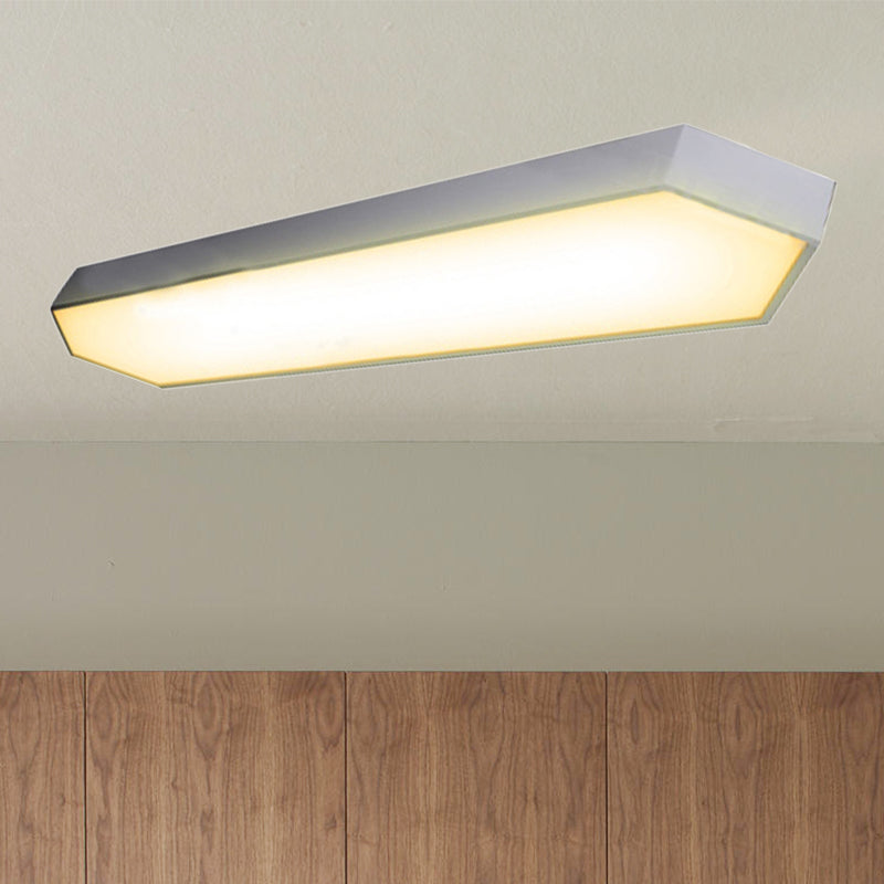 Contemporary Led Metal Strip Flush Mount Lighting - White/Black/Silver 4’/8’ Wide 3 Light