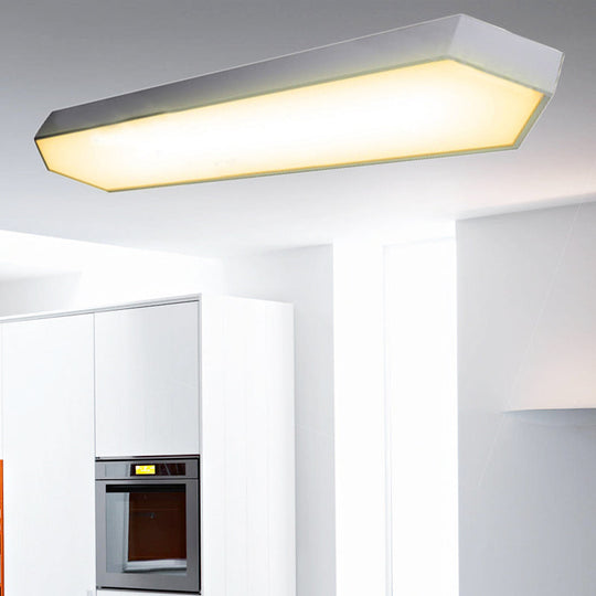 Contemporary Led Metal Strip Flush Mount Lighting - White/Black/Silver 4’/8’ Wide 3 Light Options