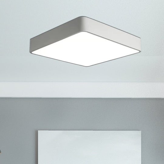 Modern Led Metal Flush Mount Light Fixture - White/Black Square 14/18/23.5 Wide Living Room