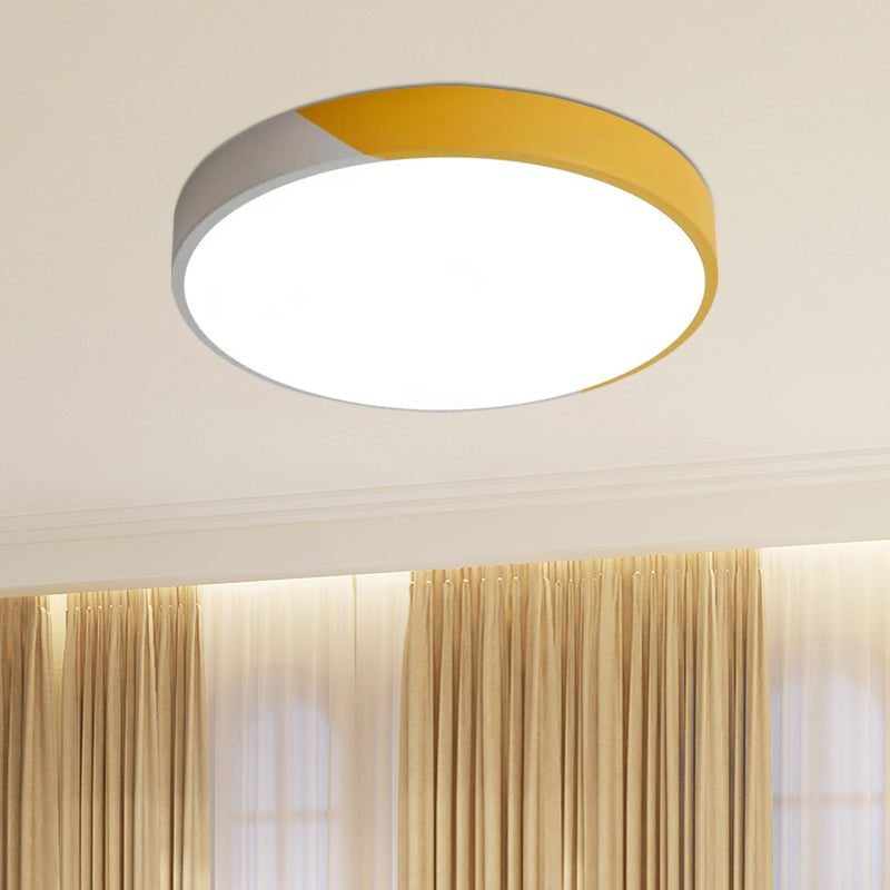 Round Flush Mount Led Ceiling Lamp In Macaron Acrylic And Metal - Available 3 Sizes Color Options