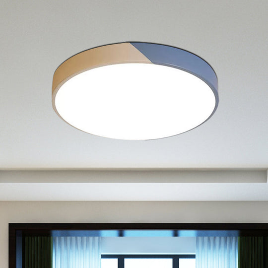 Round Flush Mount Led Ceiling Lamp In Macaron Acrylic And Metal - Available 3 Sizes Color Options