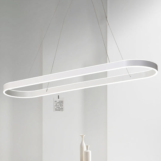 Minimalist Oval Led Ceiling Light In Gold/White - 31.5/39/47 Width Warm/White For Island