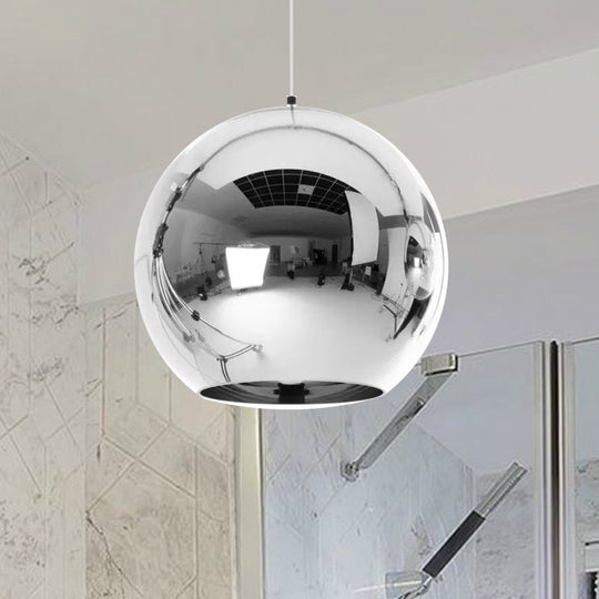 Contemporary Glass Mirror Ball Pendant Lighting - 1 Light Chrome/Gold/Rose Gold 6’/8’/10’W