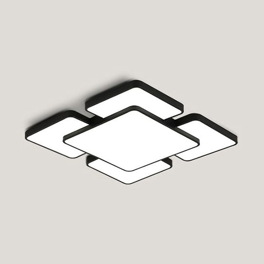 Modernist Style Flush Mount Lamp: Acrylic Shade Ceiling Light Black/White 20.5’/24.5’ 5/7 Lights