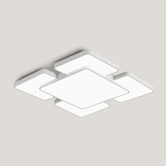 Modernist Style Flush Mount Lamp: Acrylic Shade Ceiling Light Black/White 20.5’/24.5’ 5/7 Lights