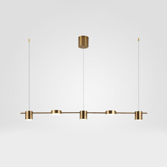 Modern Drum Aluminum Island Pendant Ceiling Light Fixture In Black/Gold With Warm/White Lighting