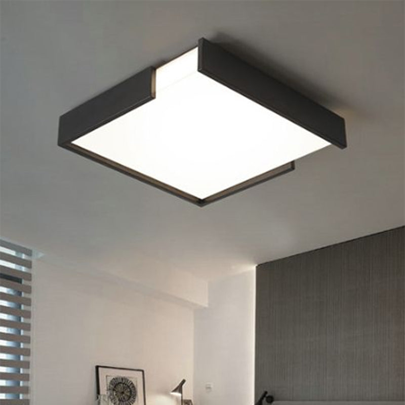 Minimalistic Squared Led Flush Mount Light In Black/White - 16’/19.5’ Dia For Bedroom With