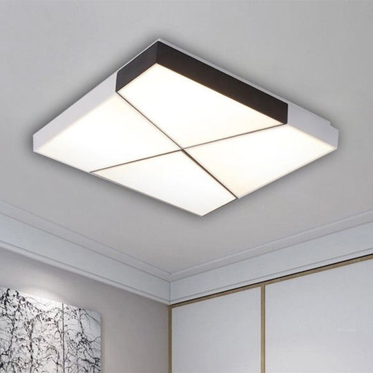 Contemporary Led Ceiling Mount Light - White Acrylic Flushmount For Bedroom