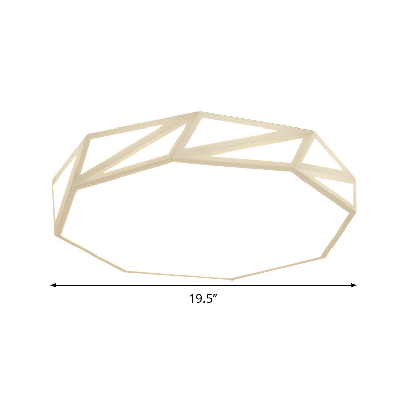 Modern Faceted Ceiling Flush Mount Led Fixture - White/3 Color Light Wooden Bedroom Design