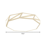 Modern Faceted Ceiling Flush Mount Led Fixture - White/3 Color Light Wooden Bedroom Design 16/19.5 W