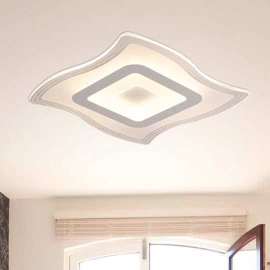 Acrylic Carpet Flush Ceiling Light - Modern Led Mount Lamp | 16.5’/20.5’/23.5’ Wide Warm/White