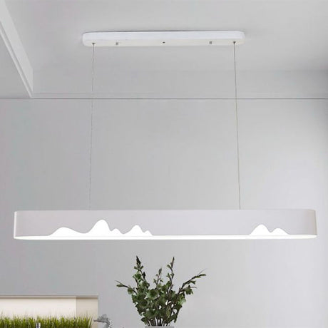 Modern Led Rectangular Linear Chandelier With Metal Hanging Ceiling Light (White/Black/Green) -