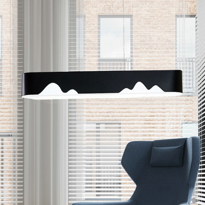 Moderner linearer LED-Kronleuchter – Weiß/Schwarz/Grün – rechteckiges Design – Hängende Deckenleuchte in Weiß/warmem Licht – 35,5"/47" breit